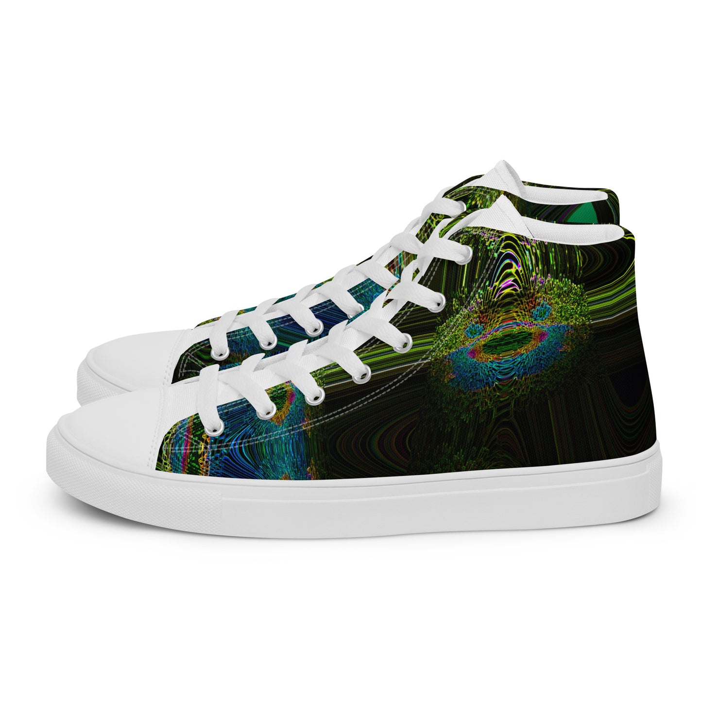 Men’s High Top Lace-Up Canvas Shoes With Print Of Cosmic Waves 1a1