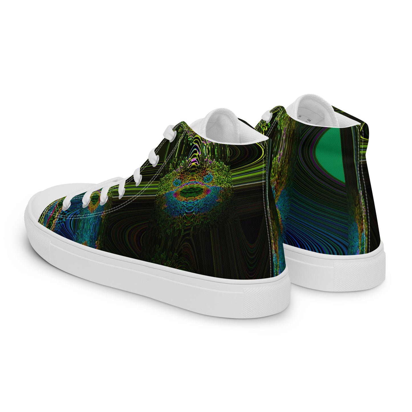 Men’s High Top Lace-Up Canvas Shoes With Print Of Cosmic Waves 1a1