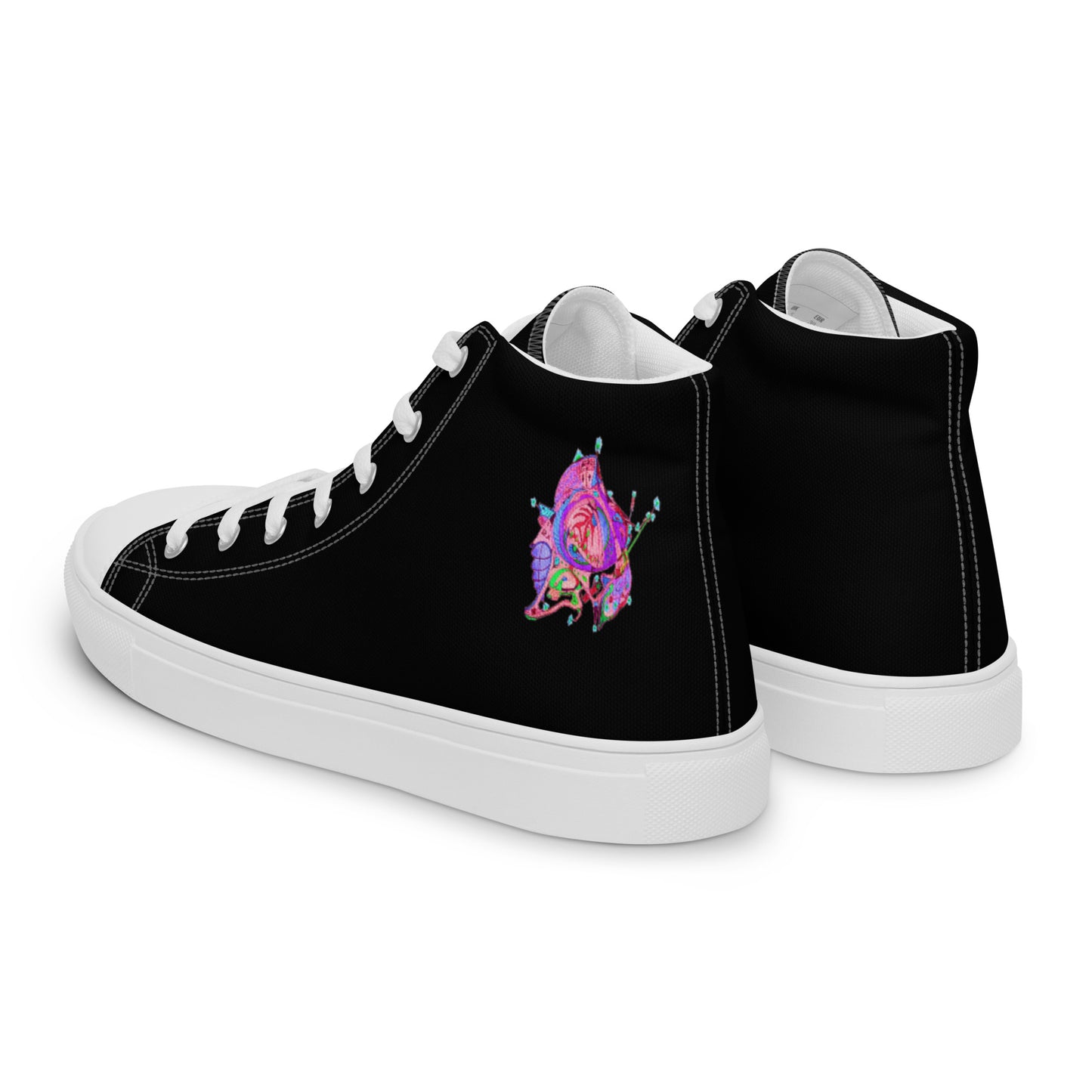 Men’s High Top Lace-Up Canvas Shoes With Print Of Concept Spaceship 16.3a