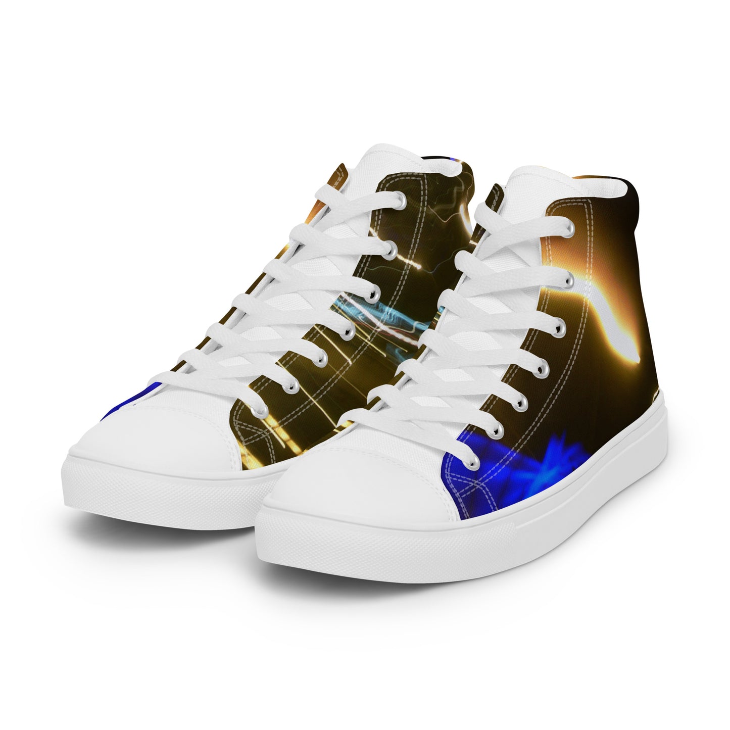 Men’s High Top Lace-Up Canvas Shoes With Print Of Light Trail 772a1