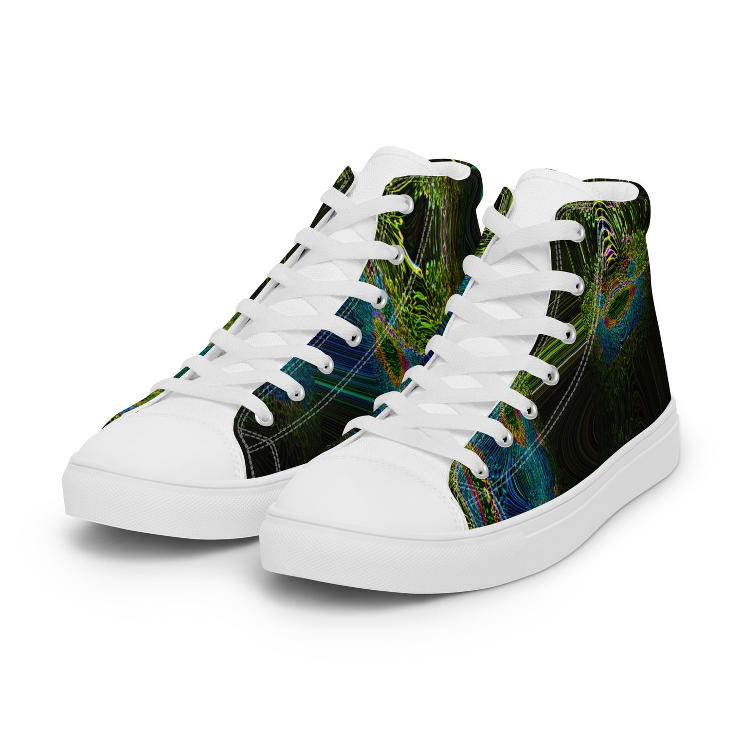 Men’s High Top Lace-Up Canvas Shoes With Print Of Cosmic Waves 1a1