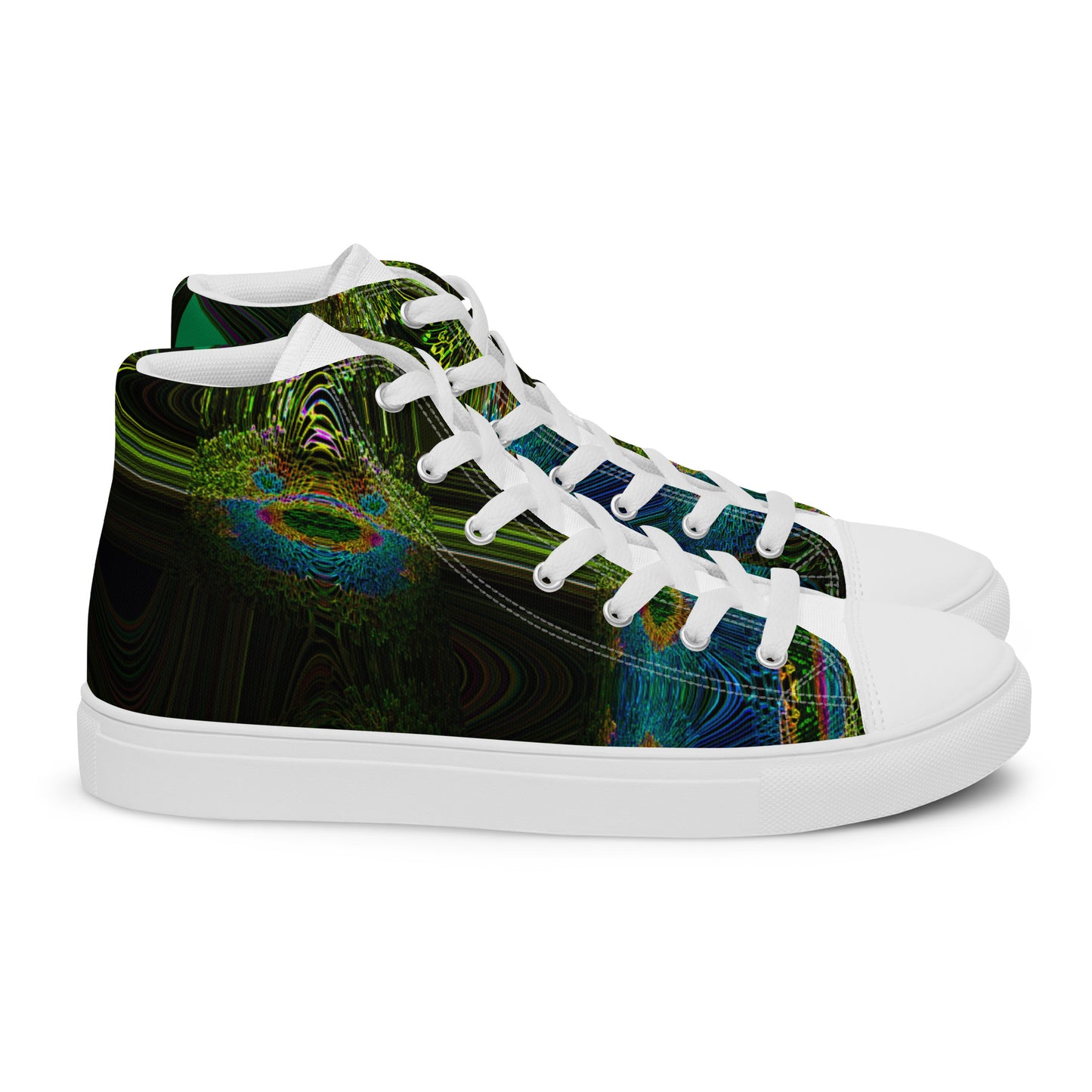 Men’s High Top Lace-Up Canvas Shoes With Print Of Cosmic Waves 1a1