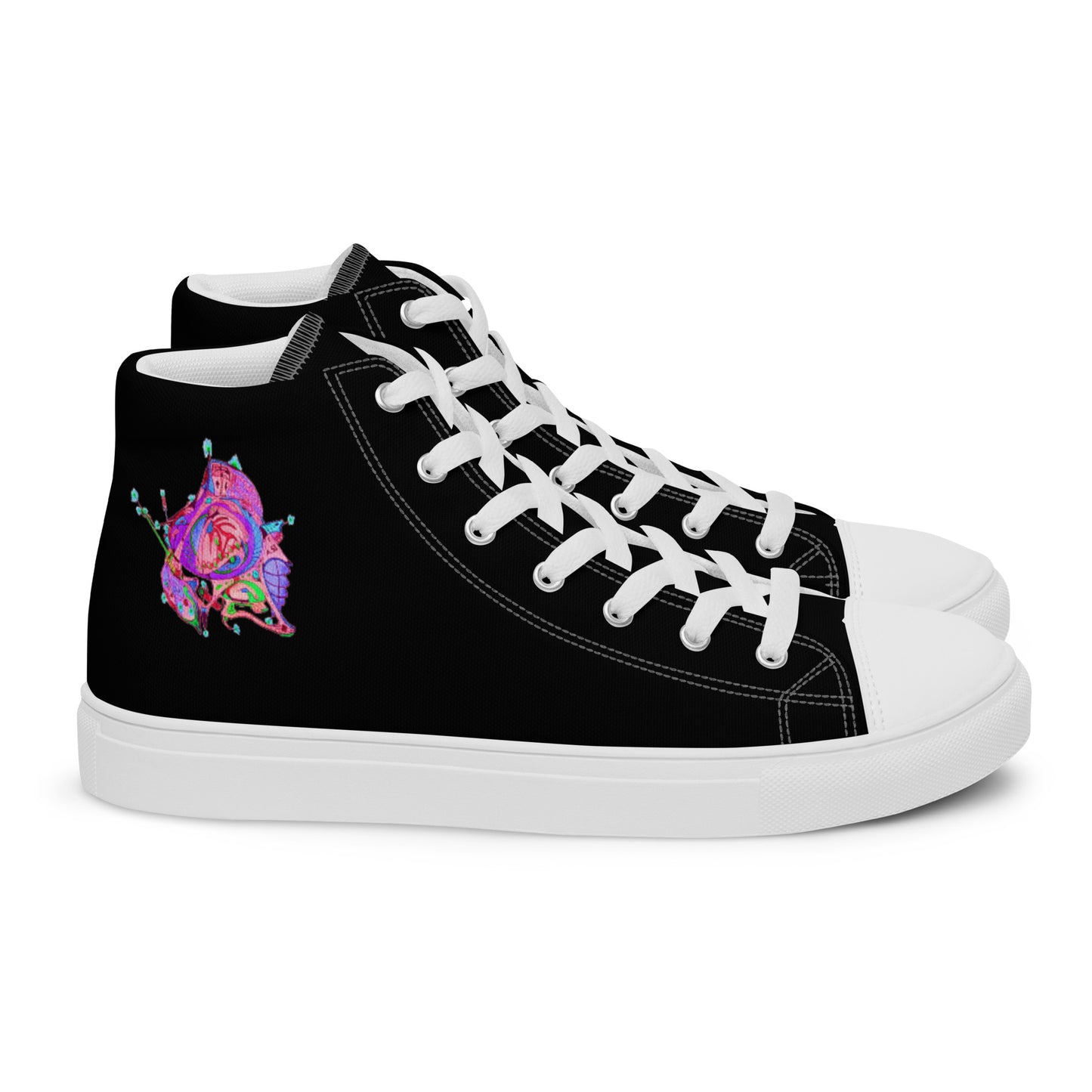 Men’s High Top Lace-Up Canvas Shoes With Print Of Concept Spaceship 16.3a