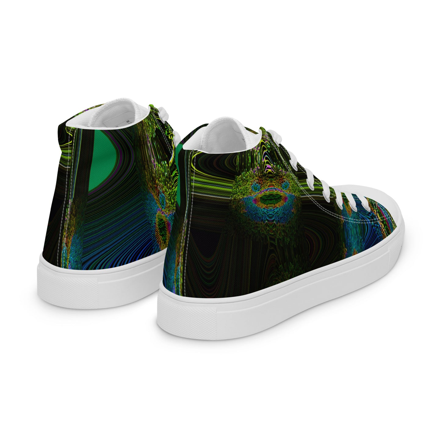 Men’s High Top Lace-Up Canvas Shoes With Print Of Cosmic Waves 1a1