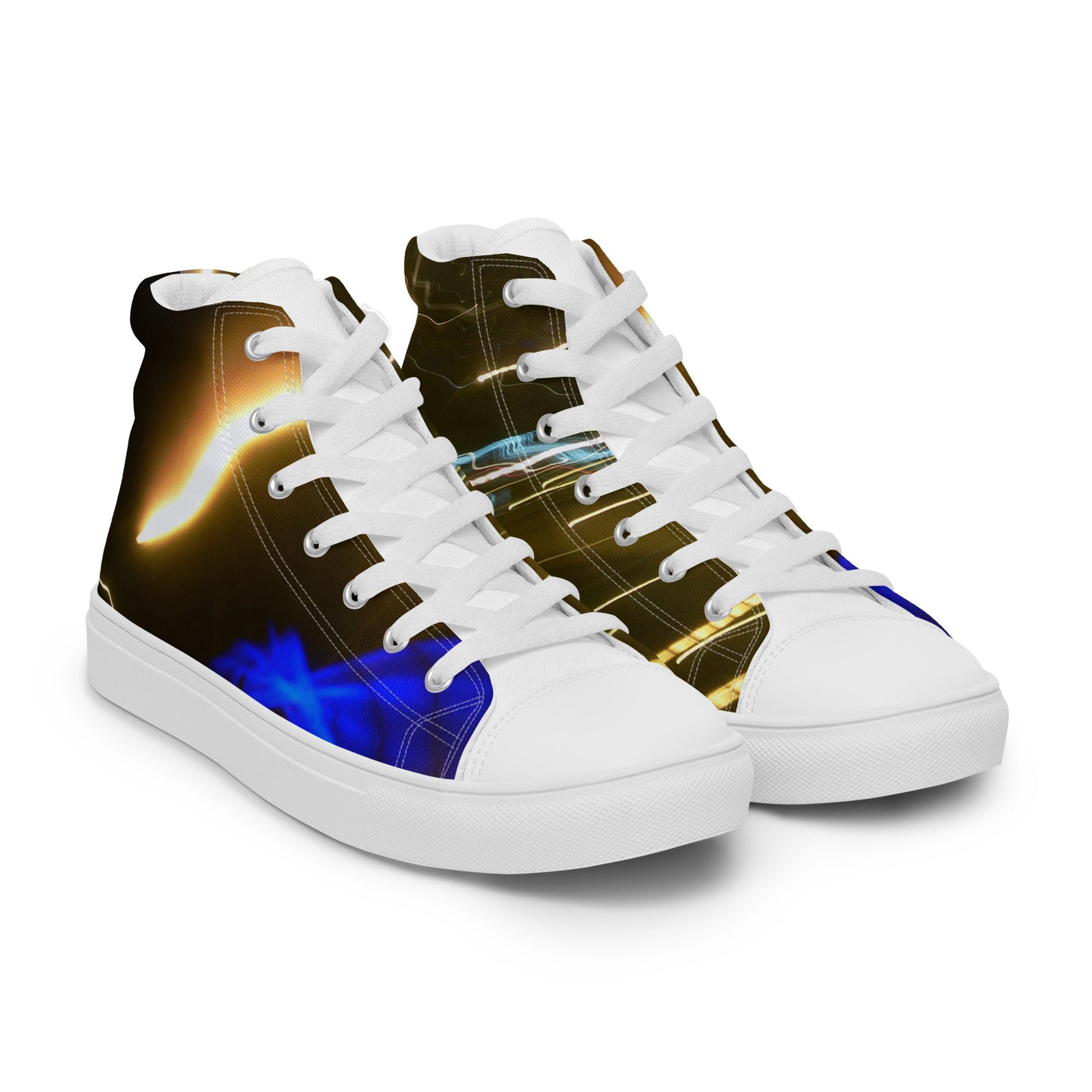 Men’s High Top Lace-Up Canvas Shoes With Print Of Light Trail 772a1