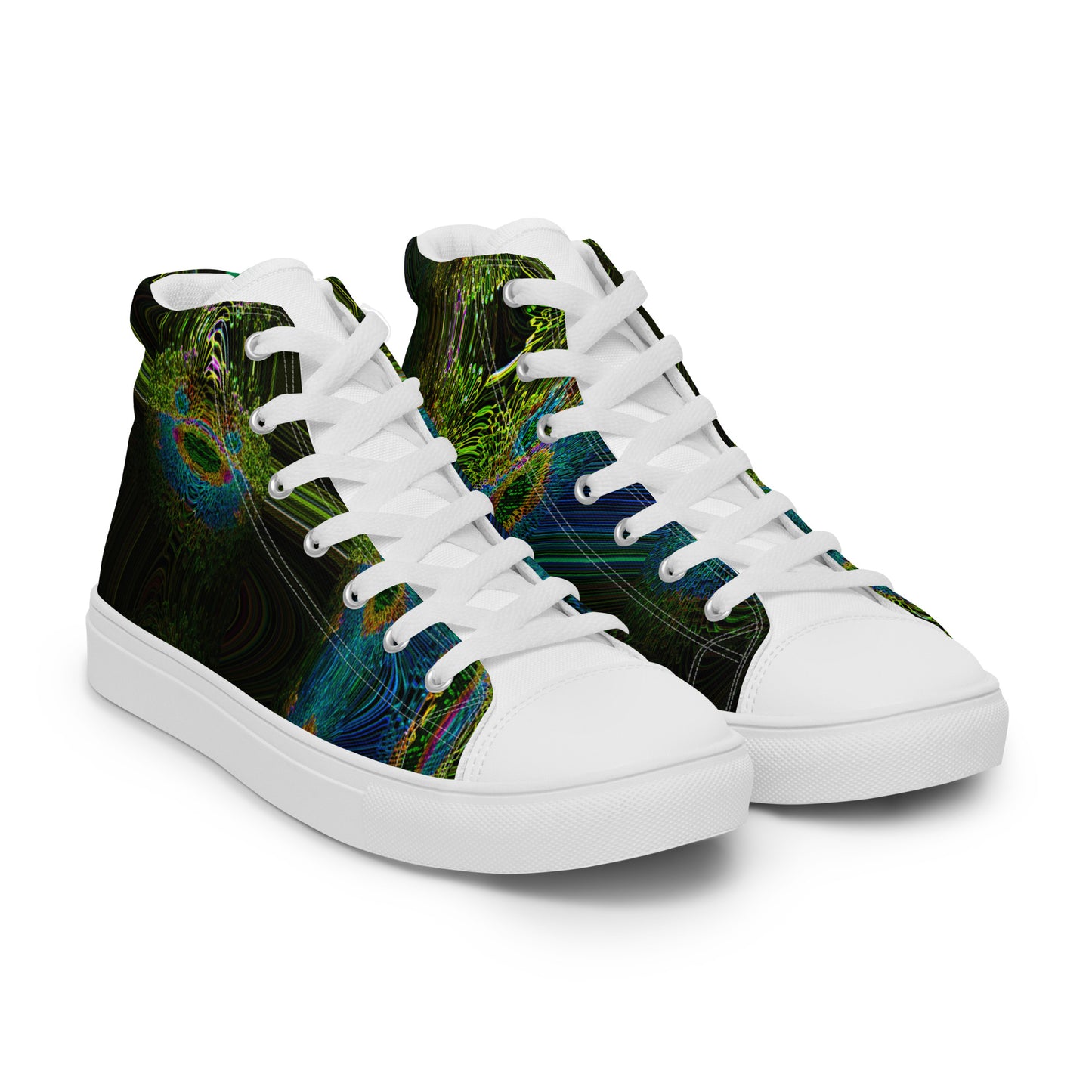 Men’s High Top Lace-Up Canvas Shoes With Print Of Cosmic Waves 1a1