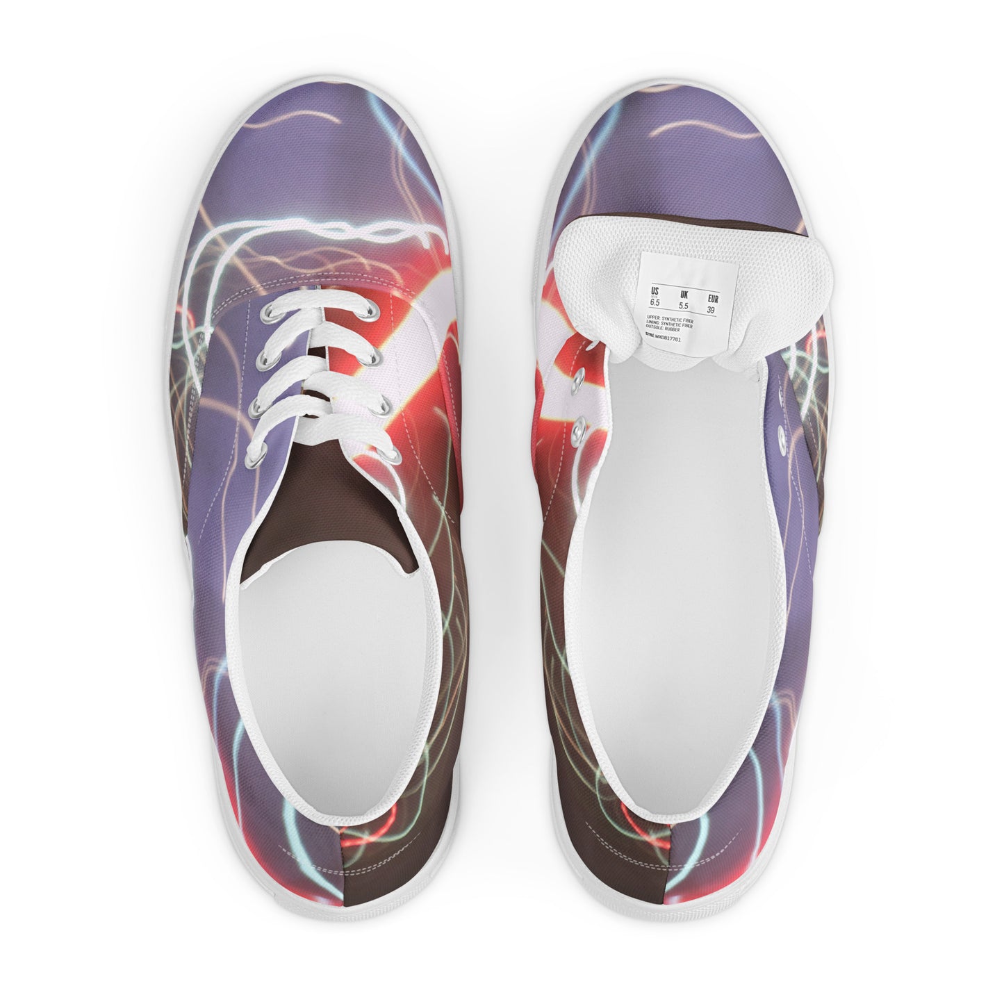 Men’s Low Top Lace-Up Canvas Shoes With Print Of Light Trail 1404a