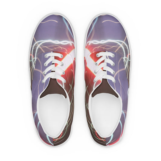 Men’s Low Top Lace-Up Canvas Shoes With Print Of Light Trail 1404a