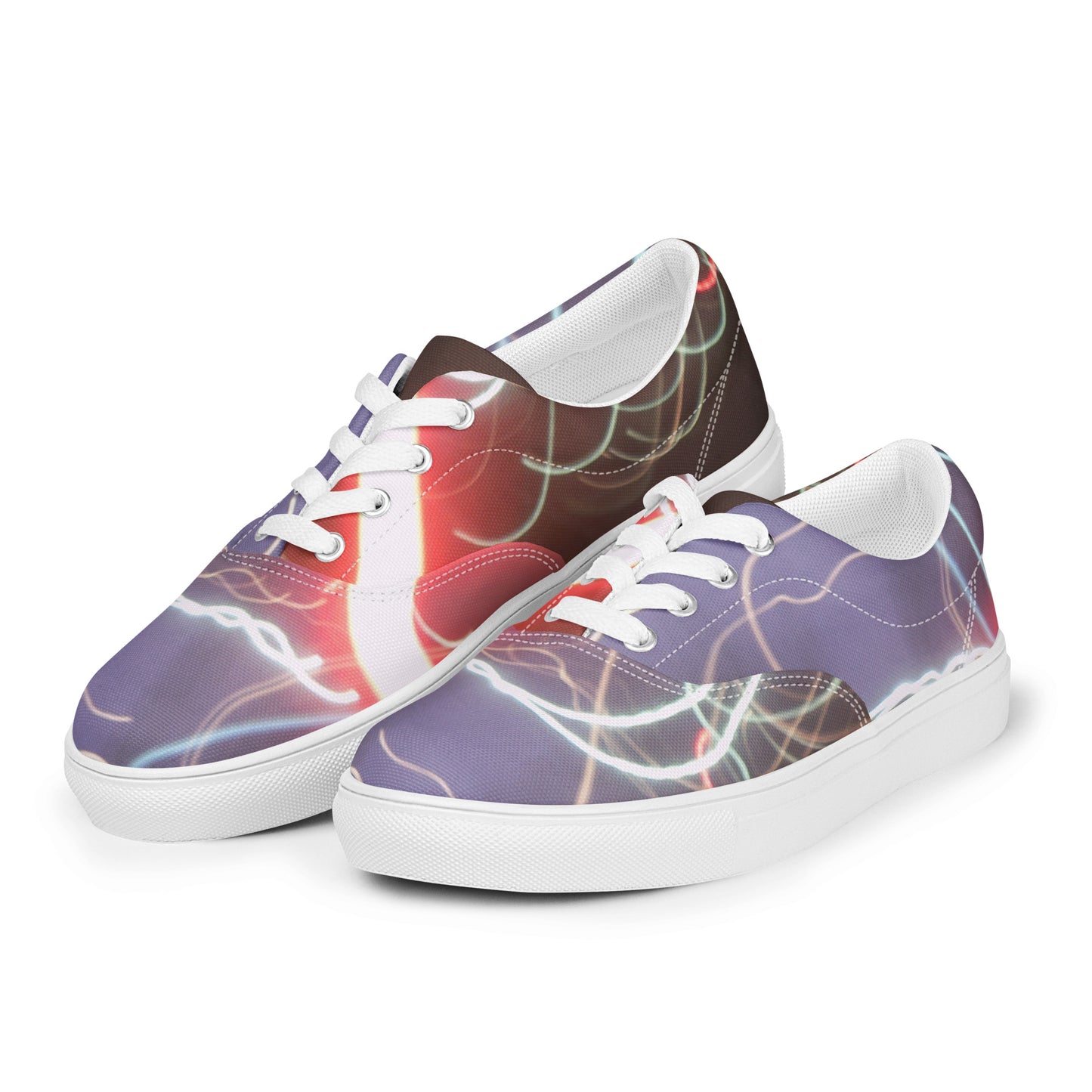 Men’s Low Top Lace-Up Canvas Shoes With Print Of Light Trail 1404a