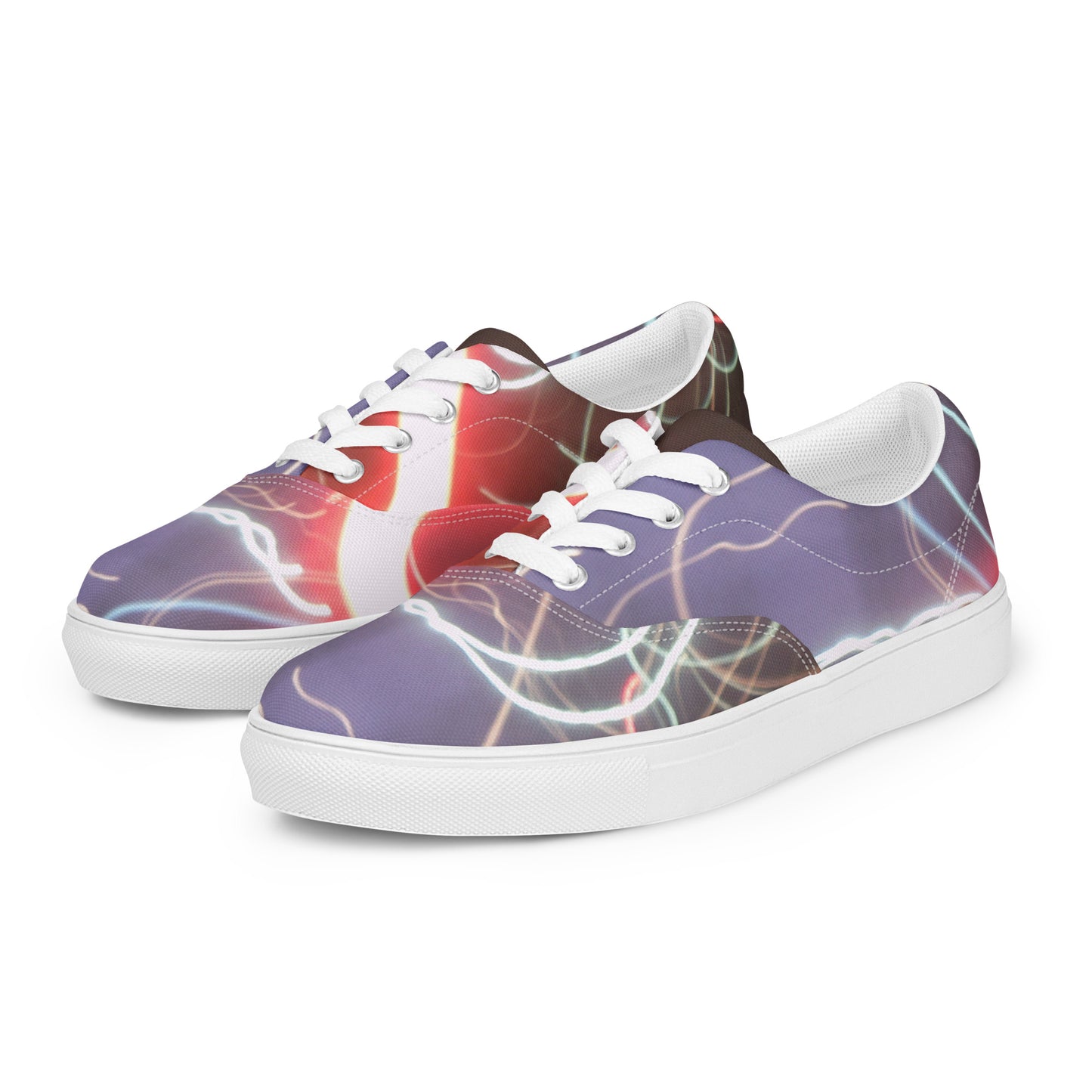 Men’s Low Top Lace-Up Canvas Shoes With Print Of Light Trail 1404a