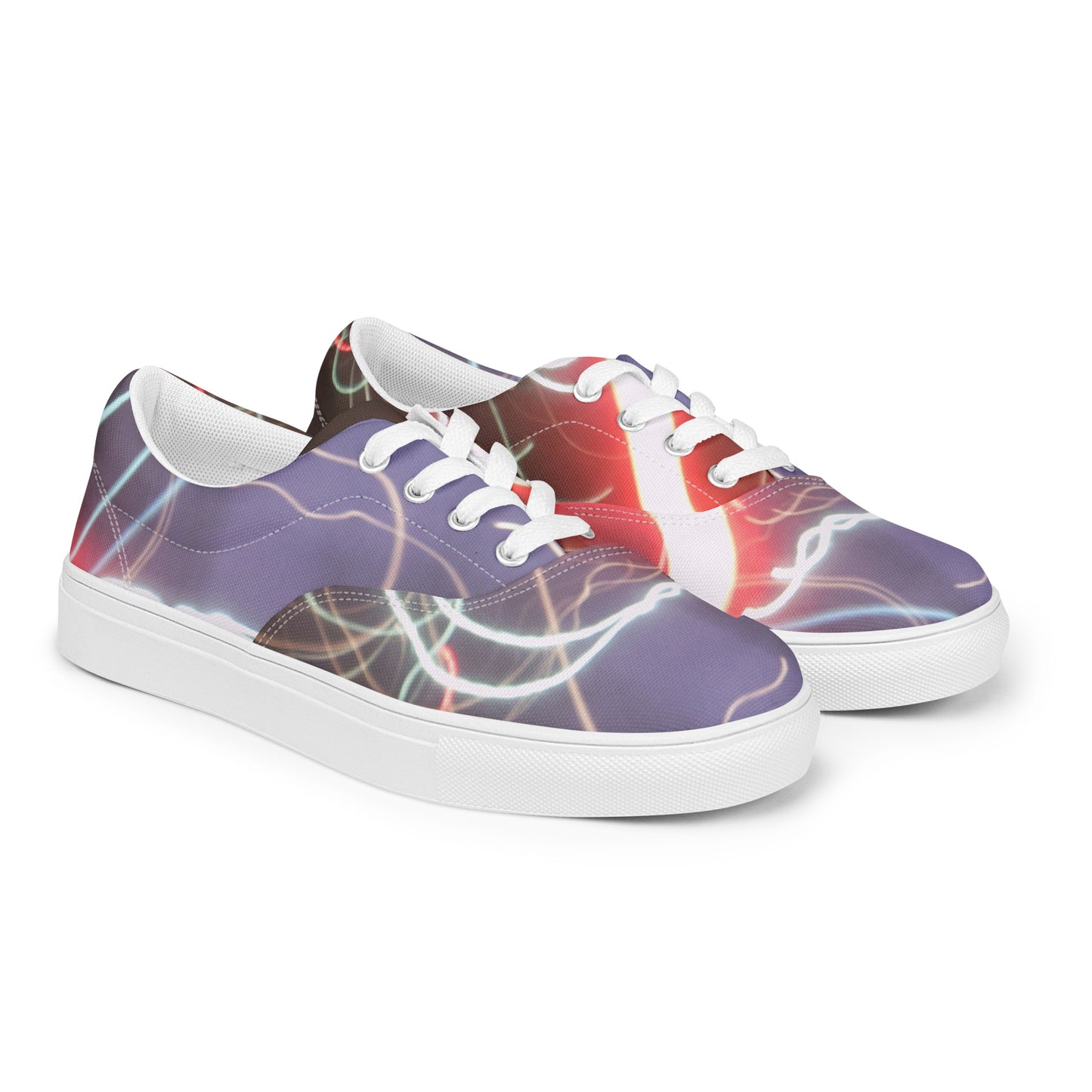 Men’s Low Top Lace-Up Canvas Shoes With Print Of Light Trail 1404a