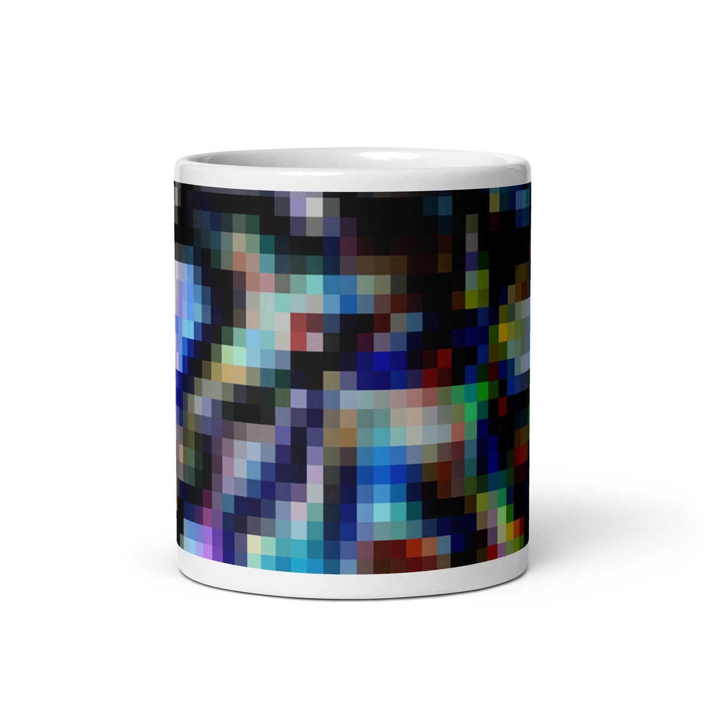 White Glossy Mug With Print Of Pixel Art 1.1