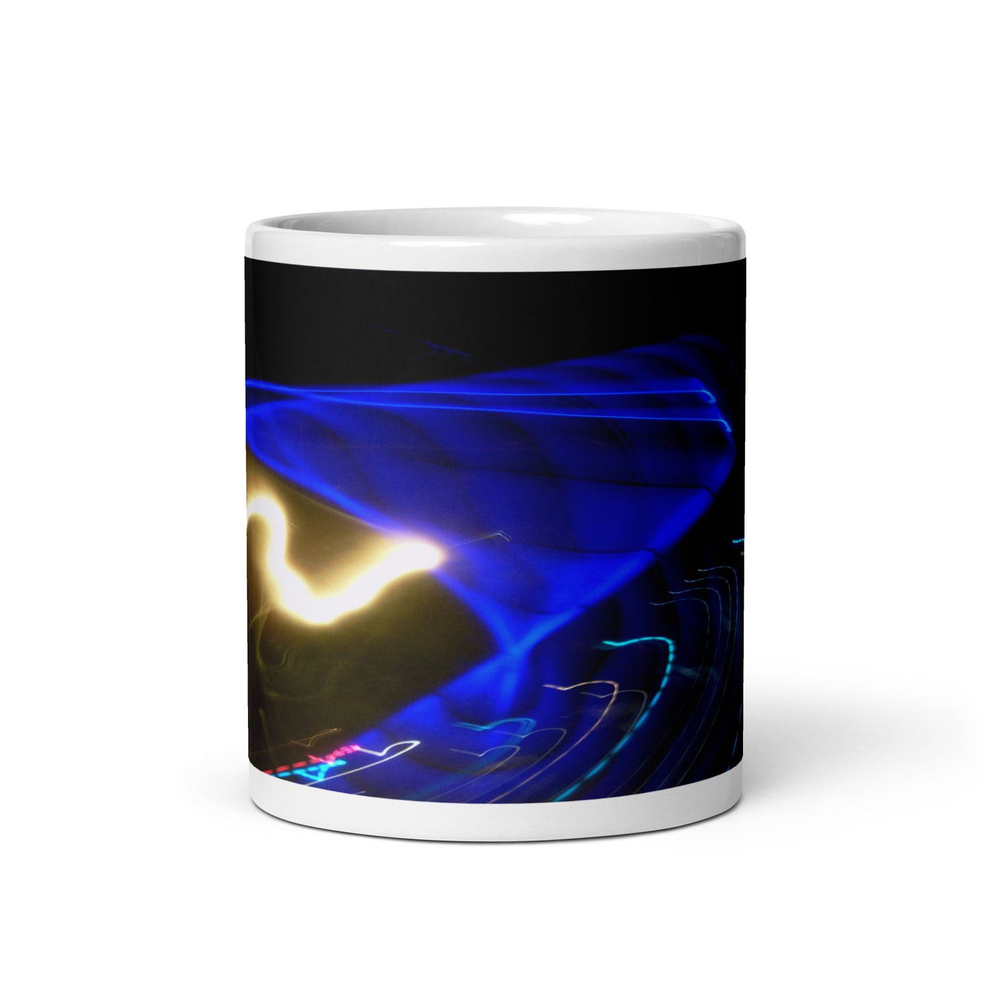 White Glossy Mug With A Print Of Light Trail 799a