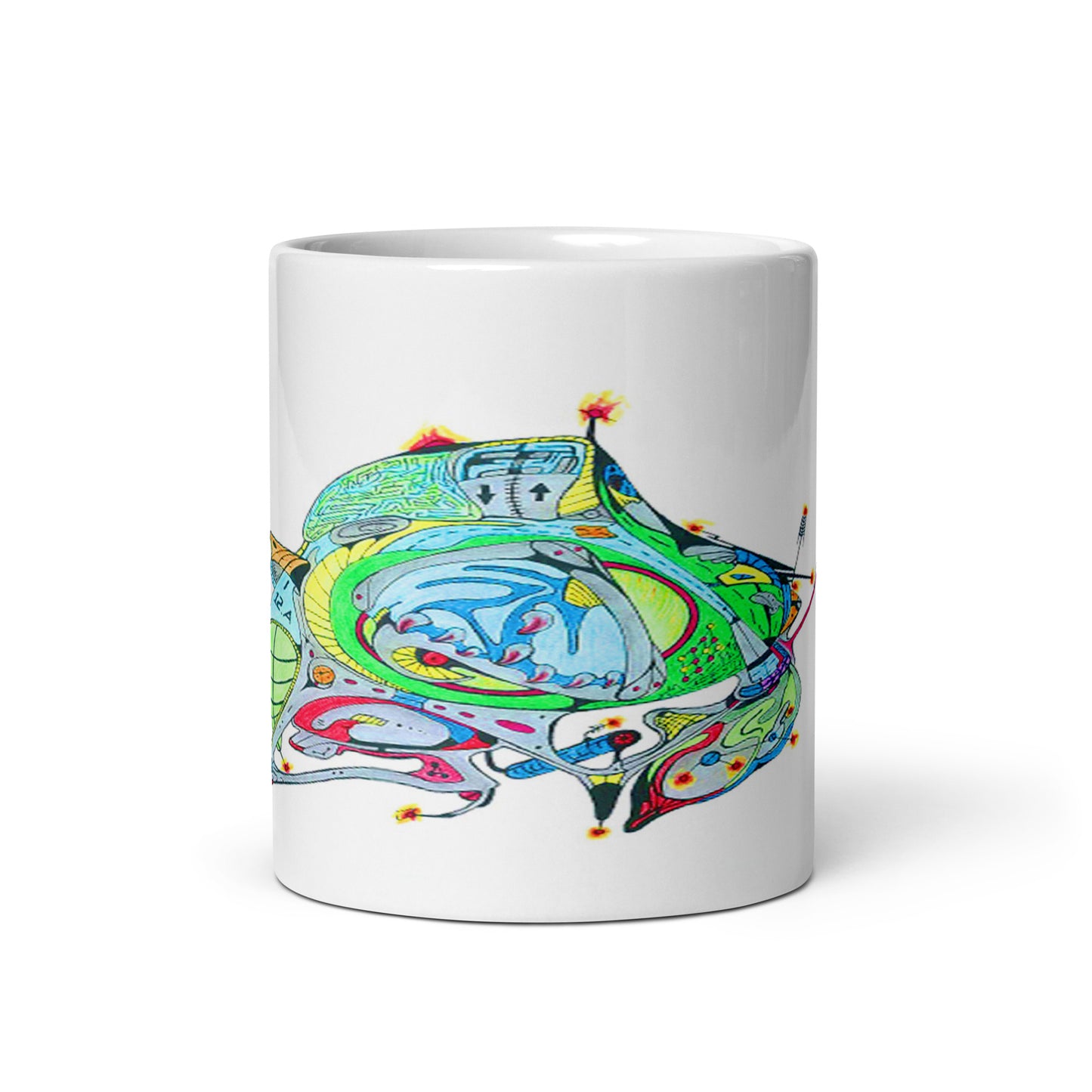 White Glossy Mug With Print Of Concept Spaceship 16.1