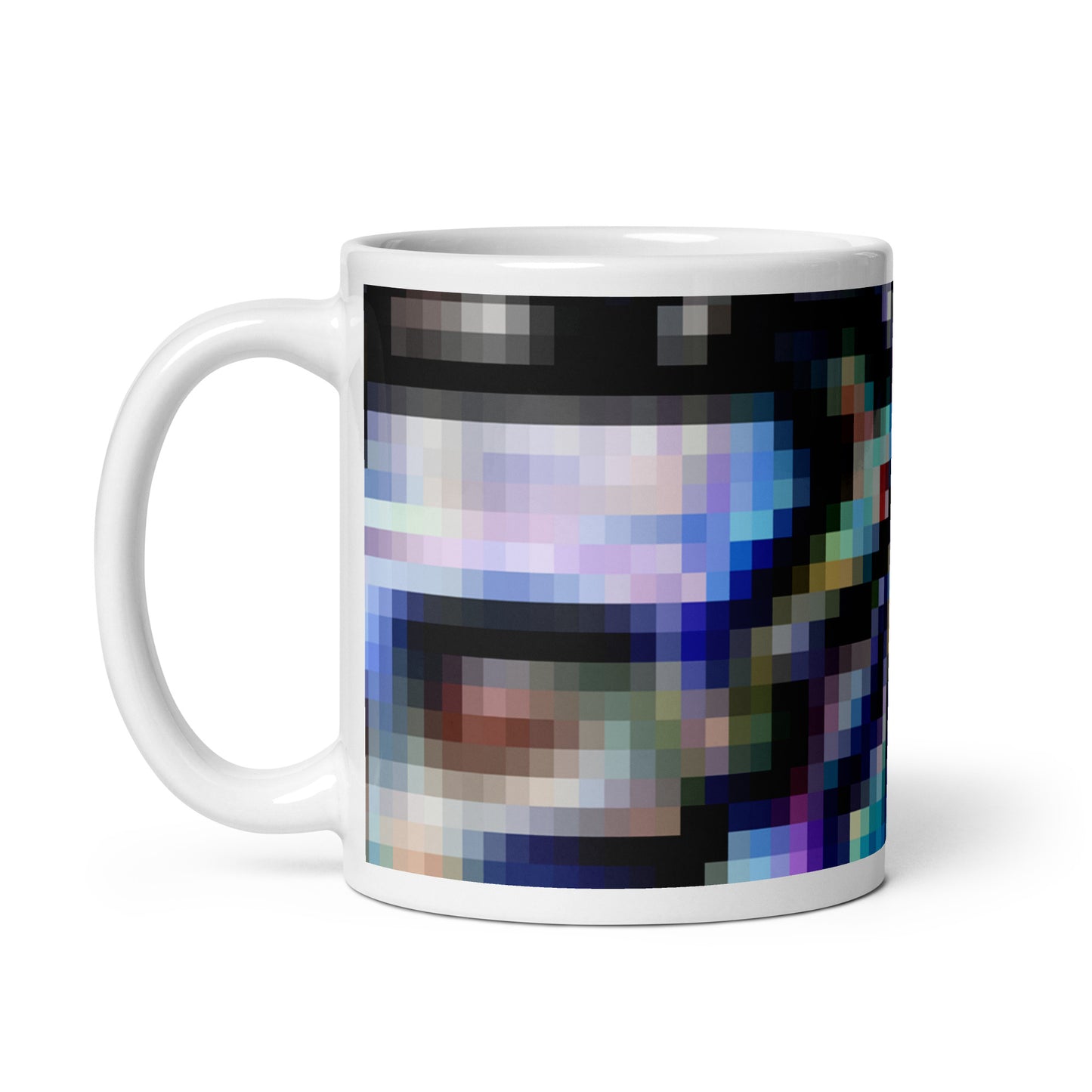 White Glossy Mug With Print Of Pixel Art 1.1