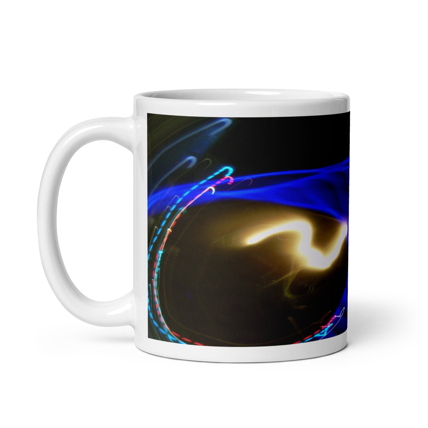 White Glossy Mug With A Print Of Light Trail 799a