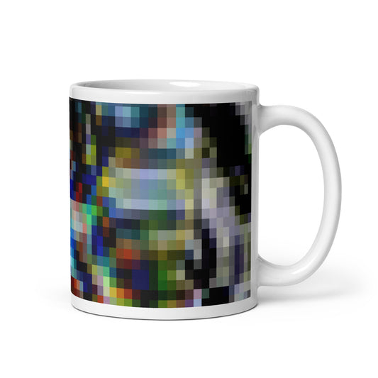 White Glossy Mug With Print Of Pixel Art 1.1