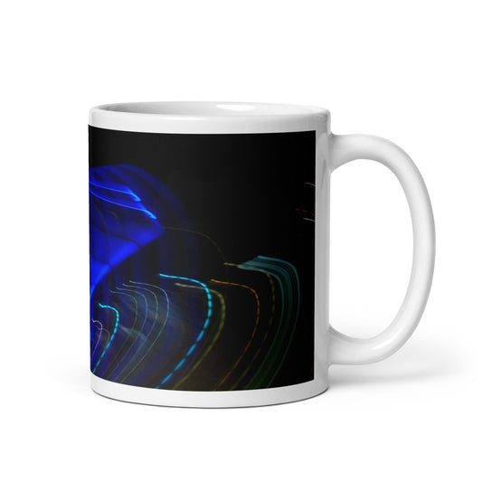 White Glossy Mug With A Print Of Light Trail 799a