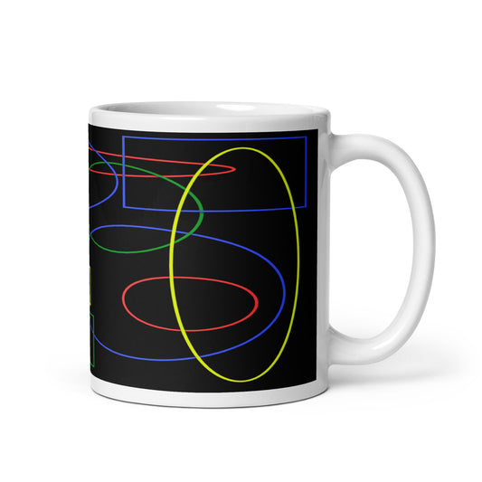 White Glossy Mug With Print Of Geometric Shapes 1.1