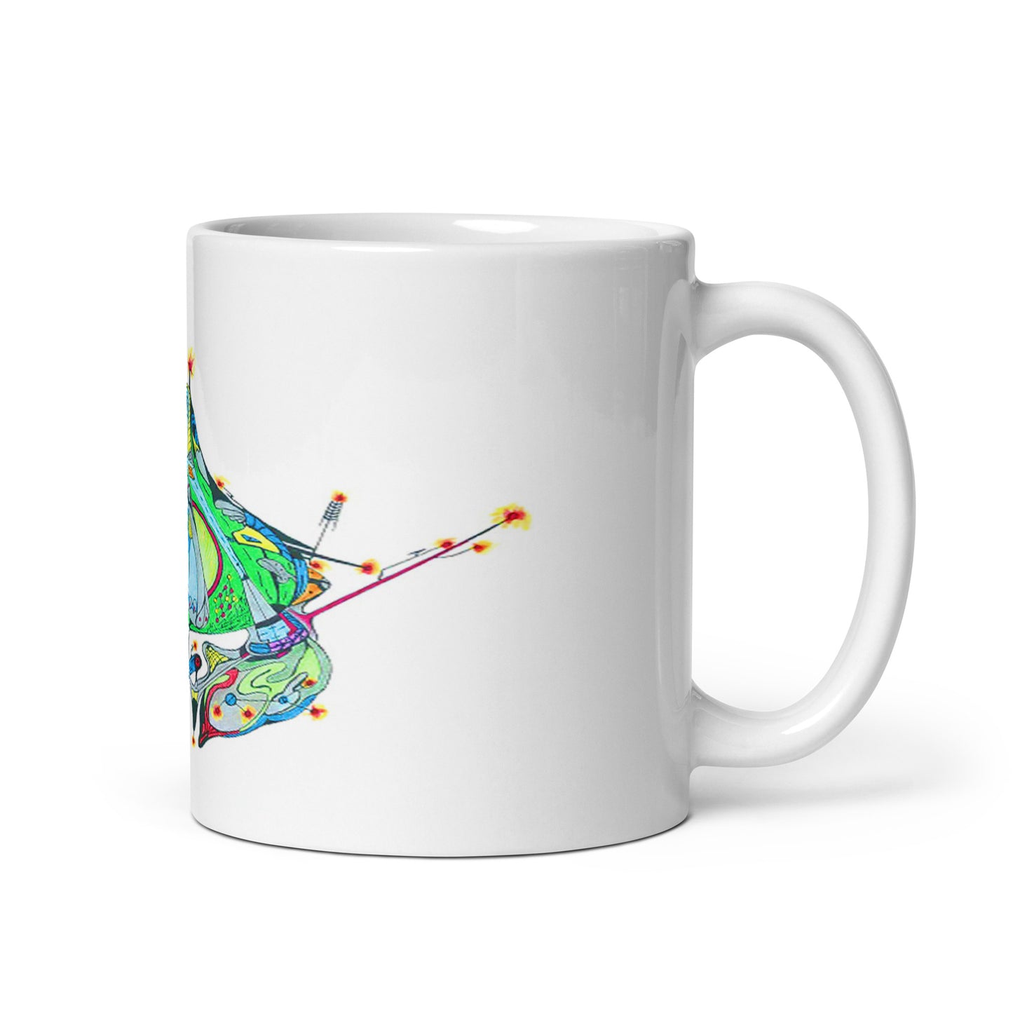 White Glossy Mug With Print Of Concept Spaceship 16.1