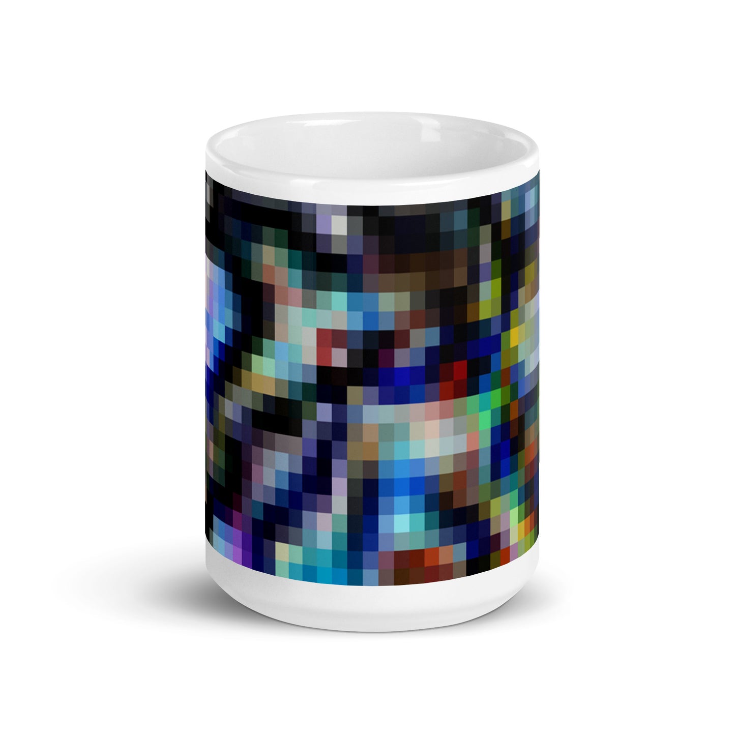 White Glossy Mug With Print Of Pixel Art 1.1