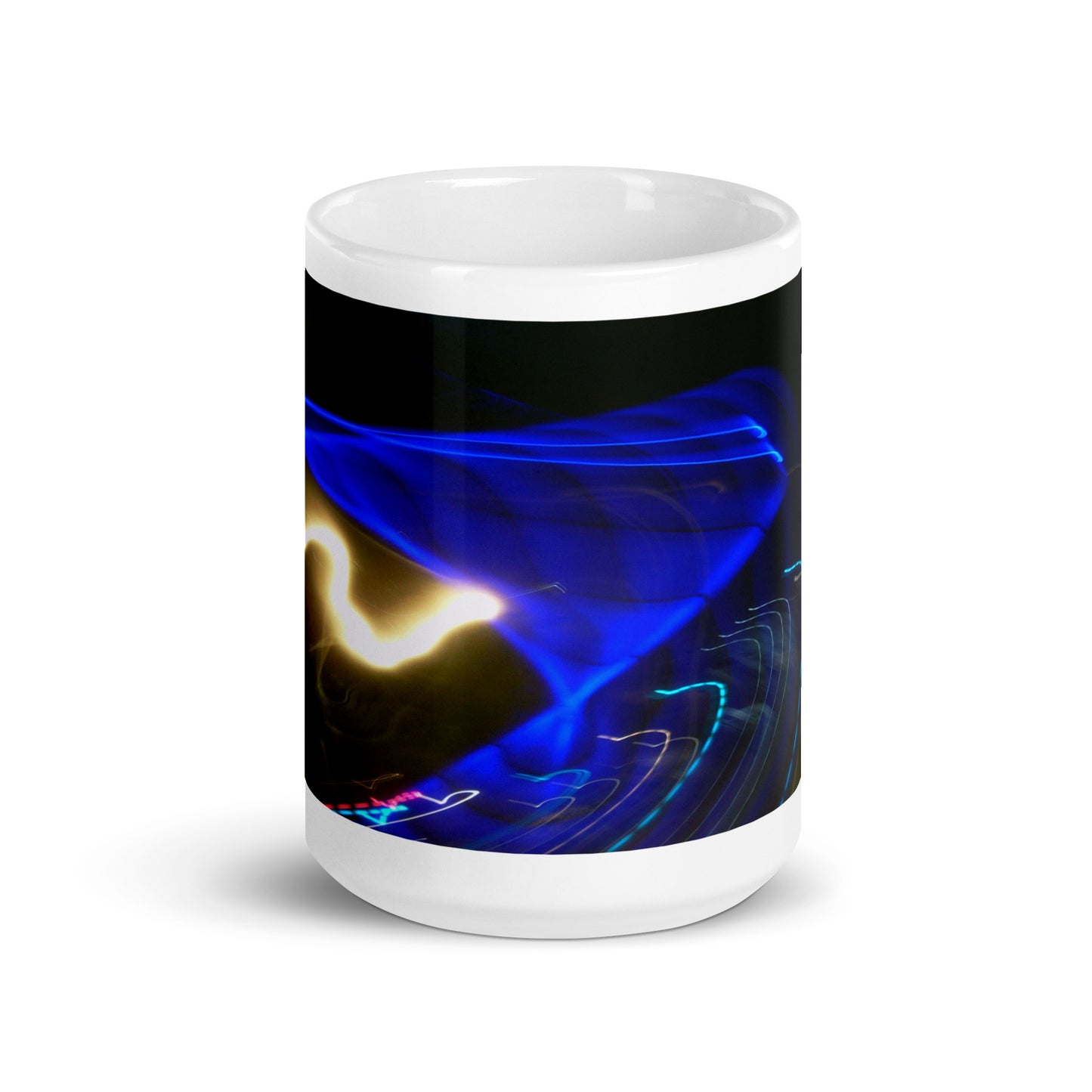 White Glossy Mug With A Print Of Light Trail 799a