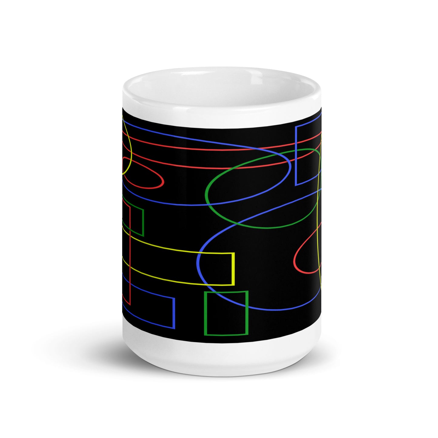 White Glossy Mug With Print Of Geometric Shapes 1.1