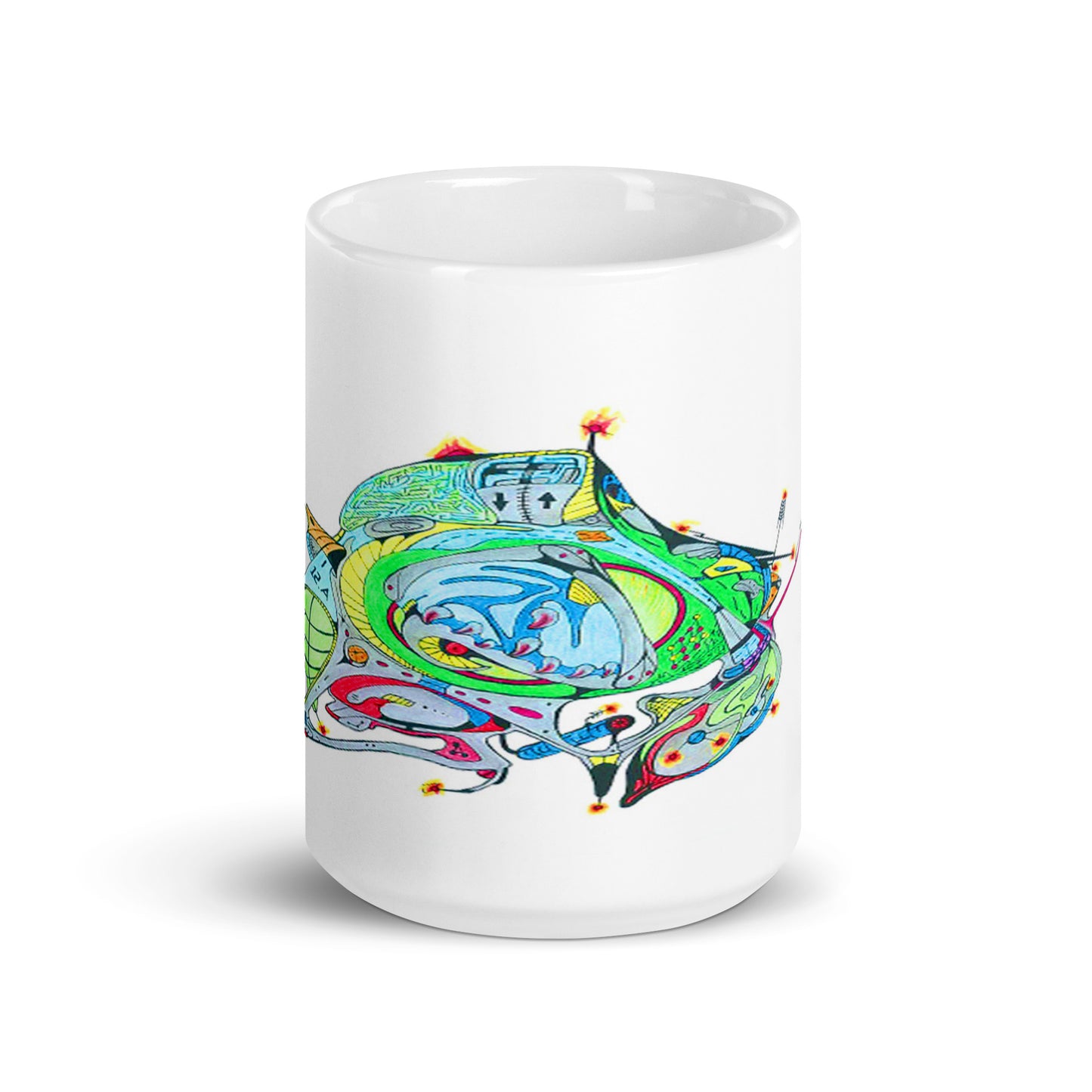 White Glossy Mug With Print Of Concept Spaceship 16.1