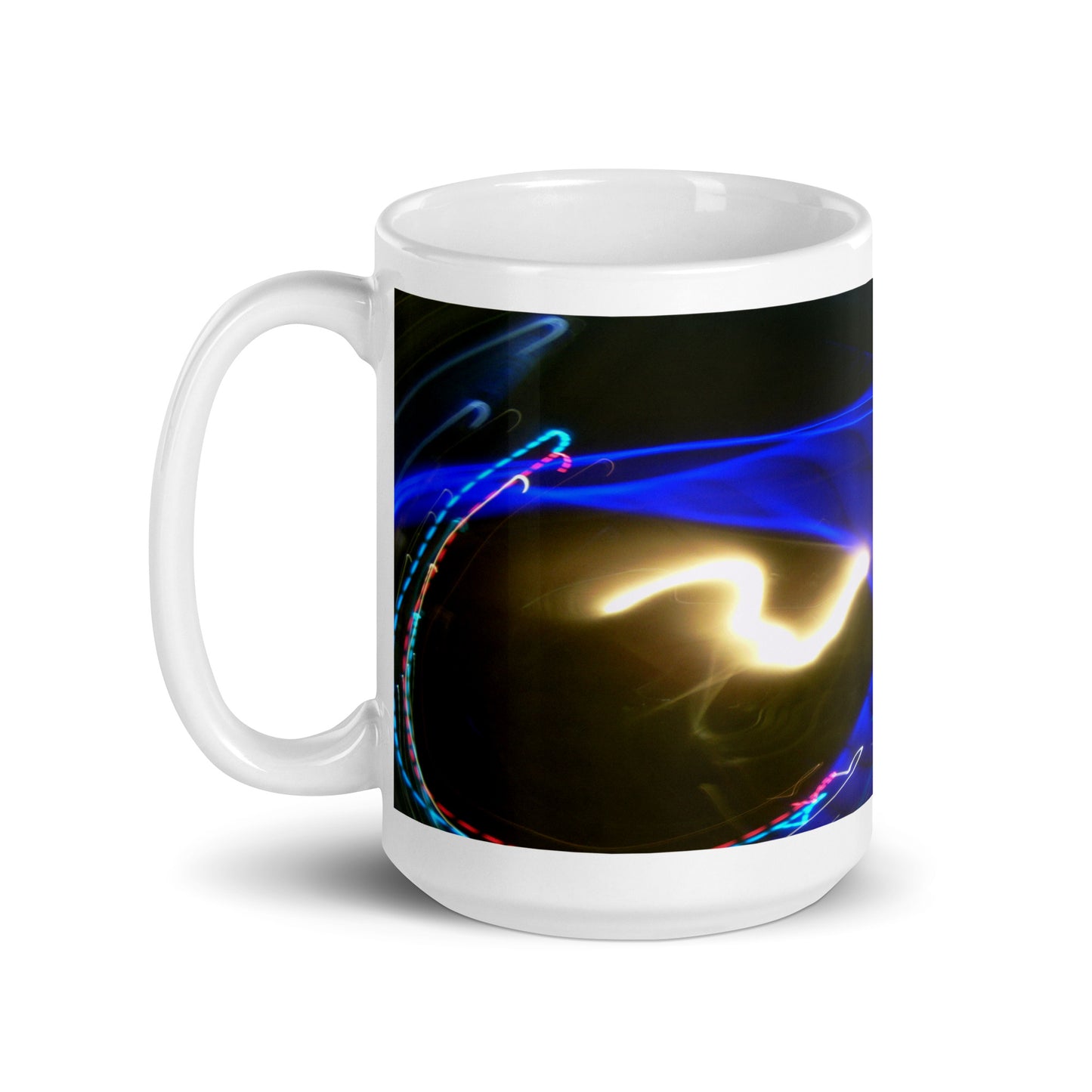 White Glossy Mug With A Print Of Light Trail 799a