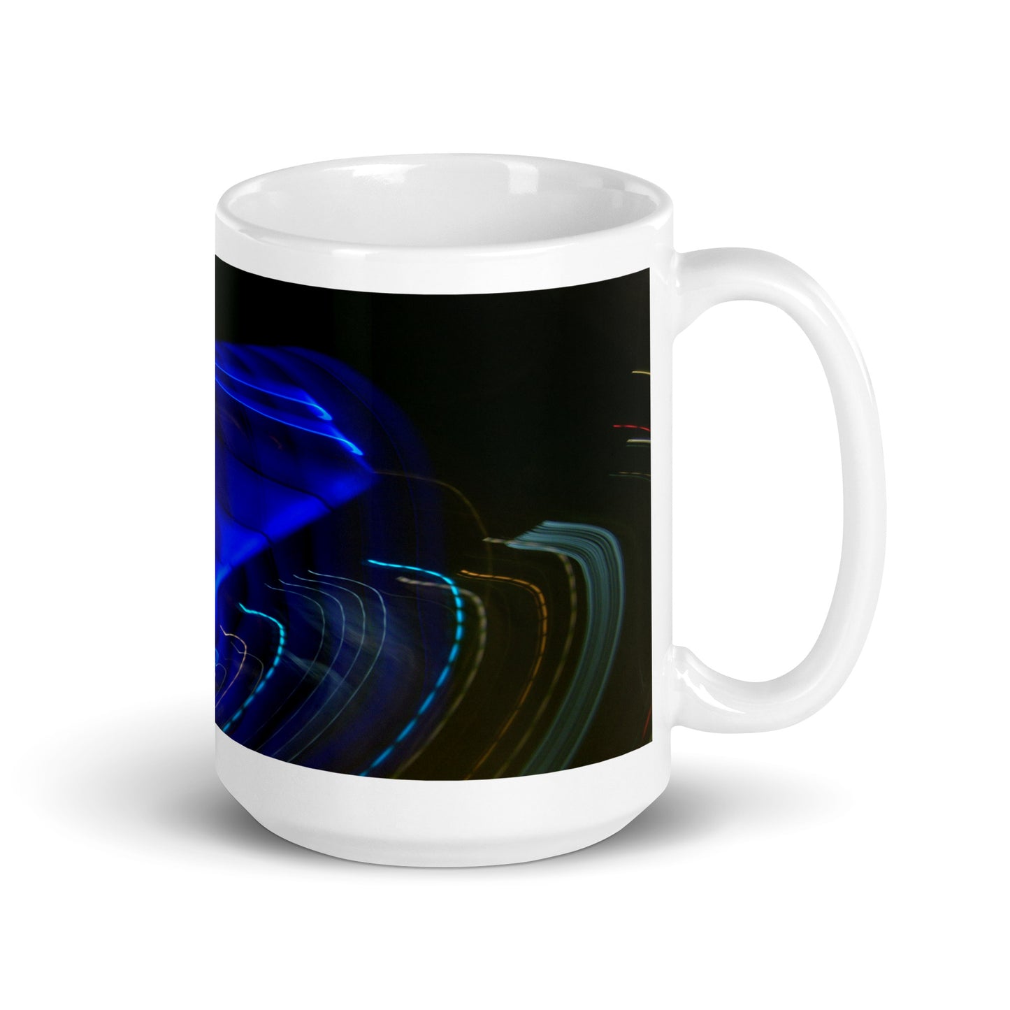 White Glossy Mug With A Print Of Light Trail 799a