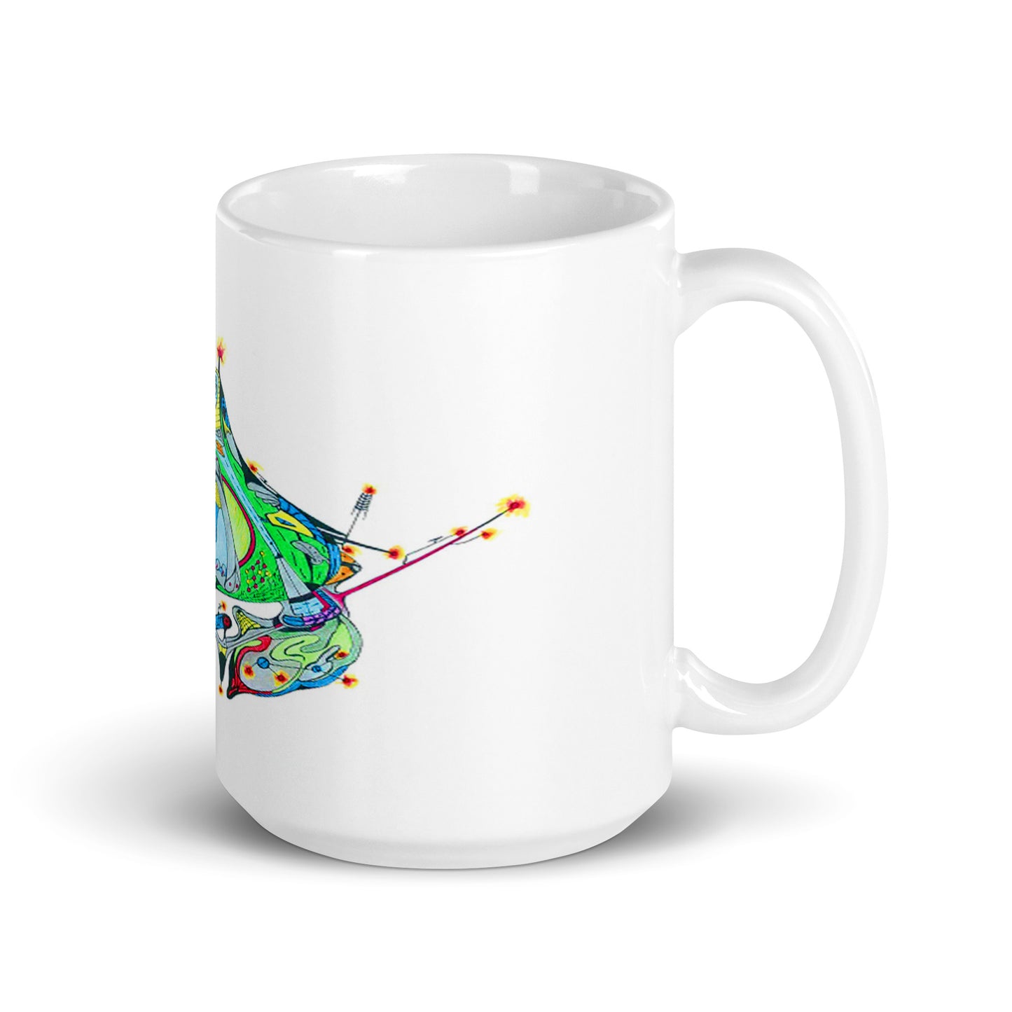 White Glossy Mug With Print Of Concept Spaceship 16.1