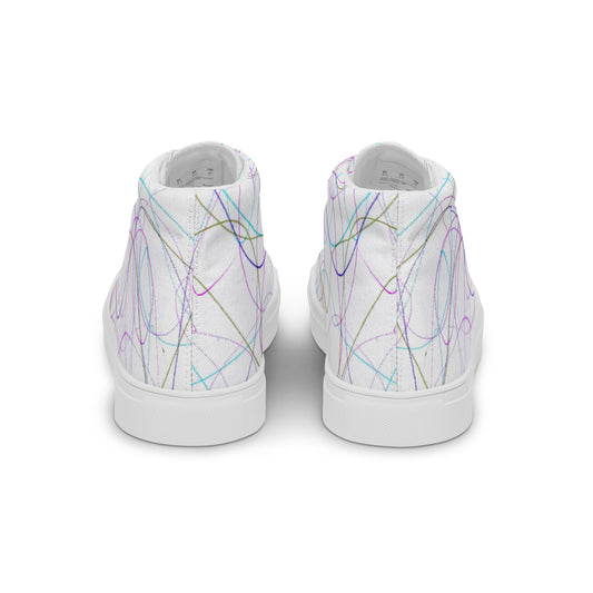 Women’s High Top Lace-Up Canvas Shoes With A Print Of Scribble Art 1.1