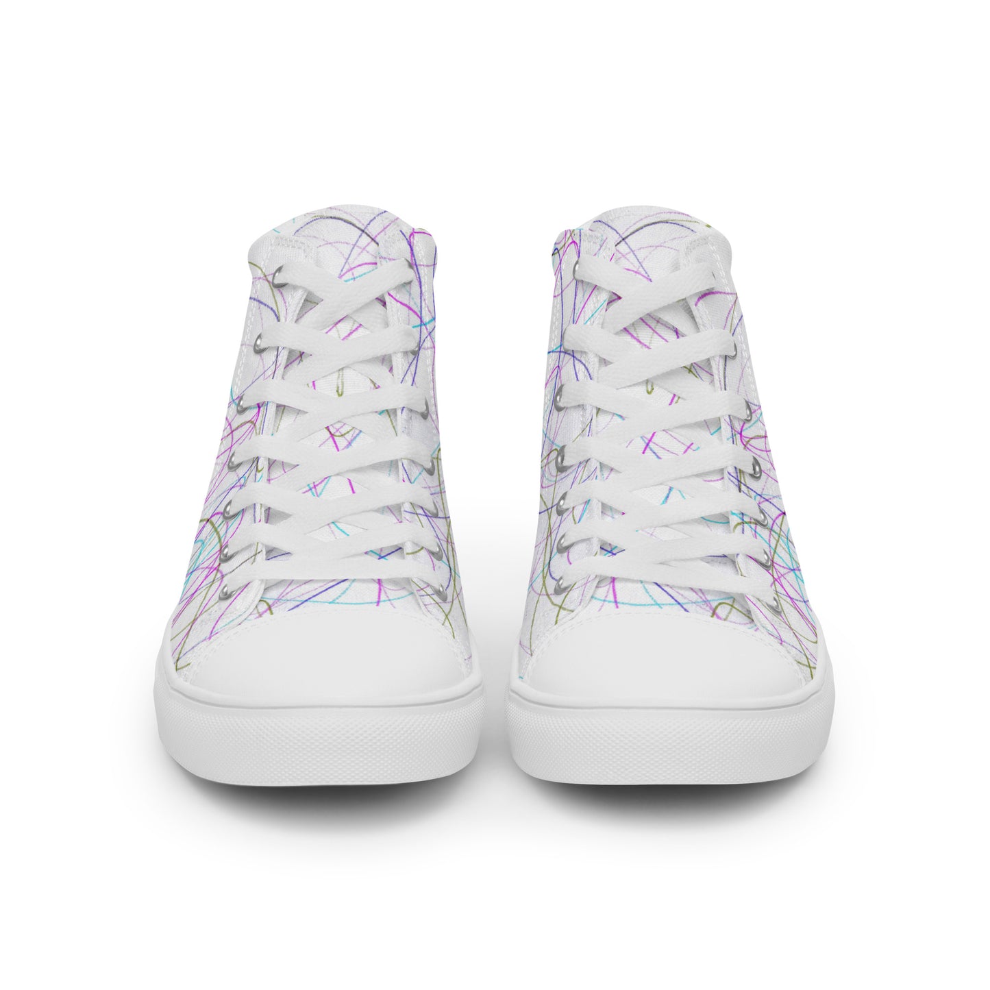 Women’s High Top Lace-Up Canvas Shoes With A Print Of Scribble Art 1.1