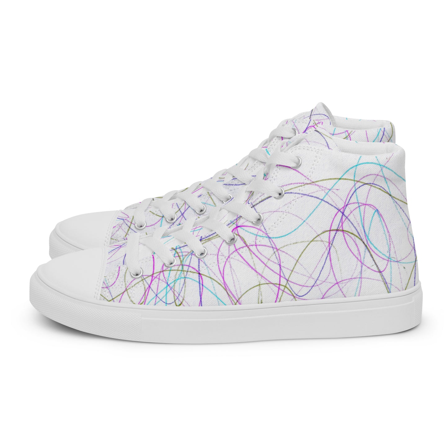 Women’s High Top Lace-Up Canvas Shoes With A Print Of Scribble Art 1.1