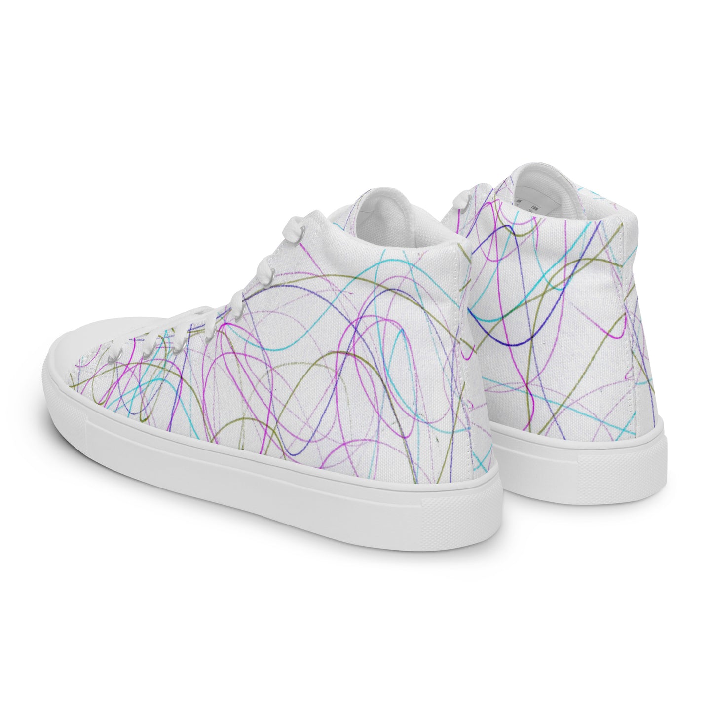 Women’s High Top Lace-Up Canvas Shoes With A Print Of Scribble Art 1.1