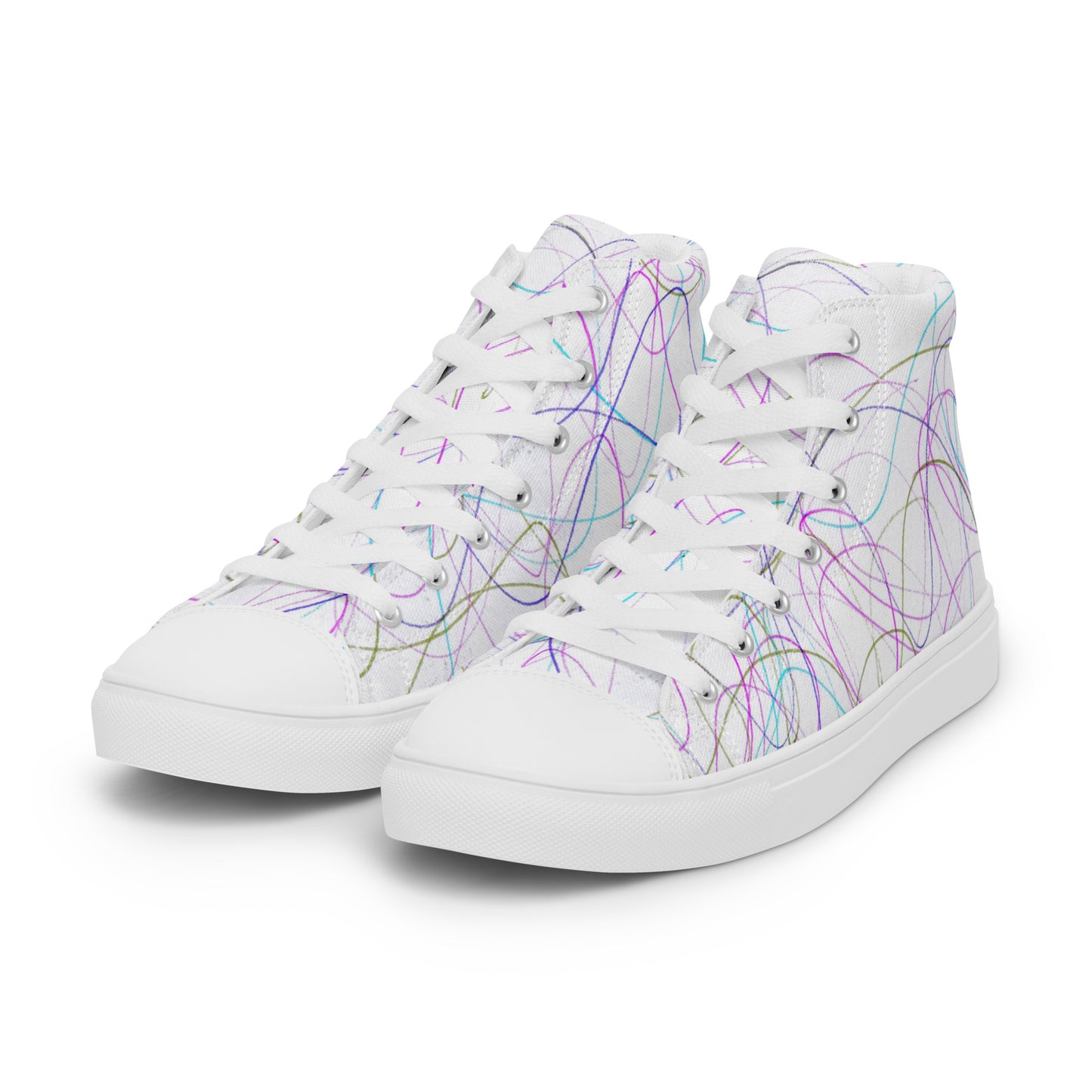 Women’s High Top Lace-Up Canvas Shoes With A Print Of Scribble Art 1.1