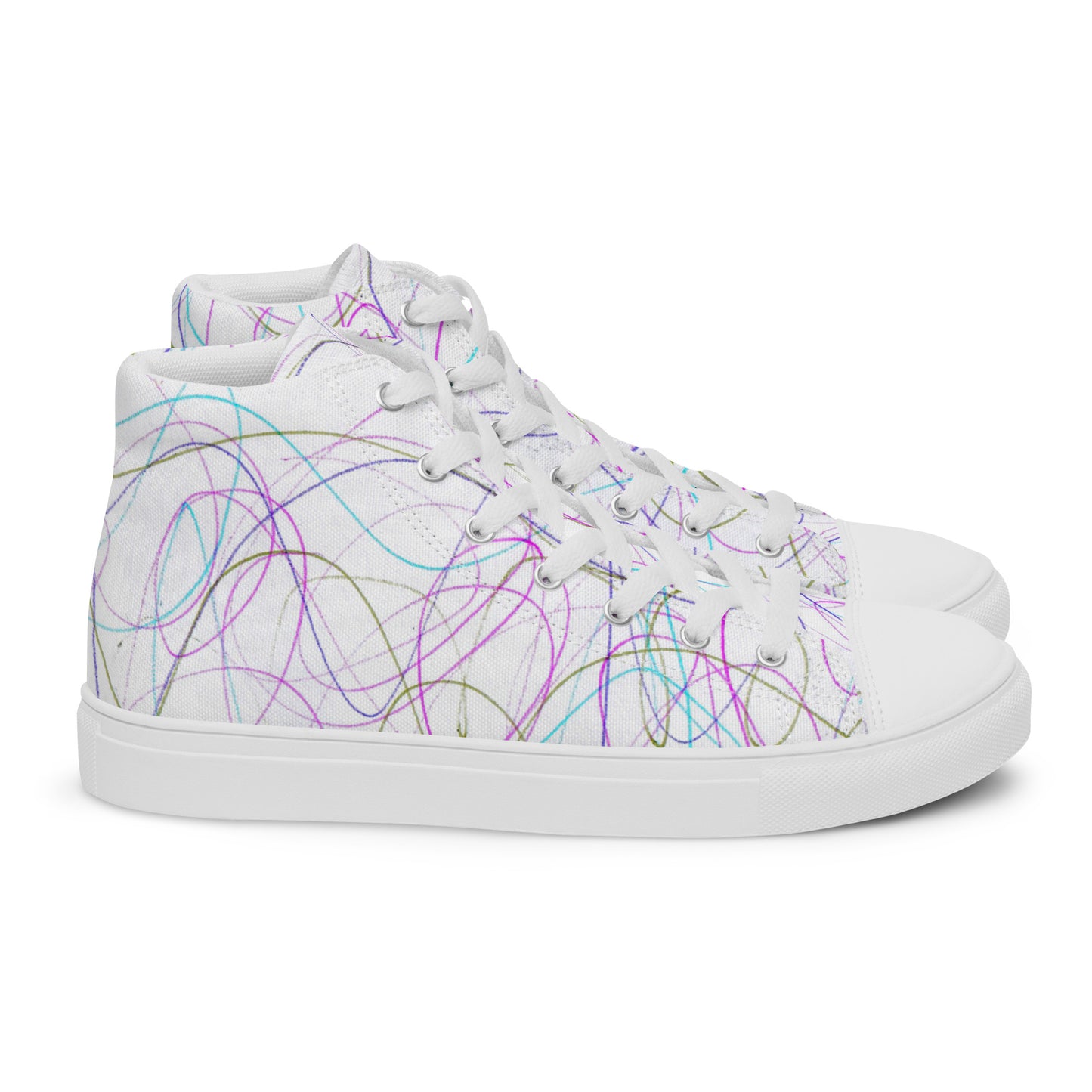 Women’s High Top Lace-Up Canvas Shoes With A Print Of Scribble Art 1.1