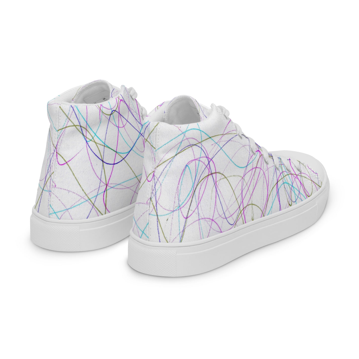 Women’s High Top Lace-Up Canvas Shoes With A Print Of Scribble Art 1.1