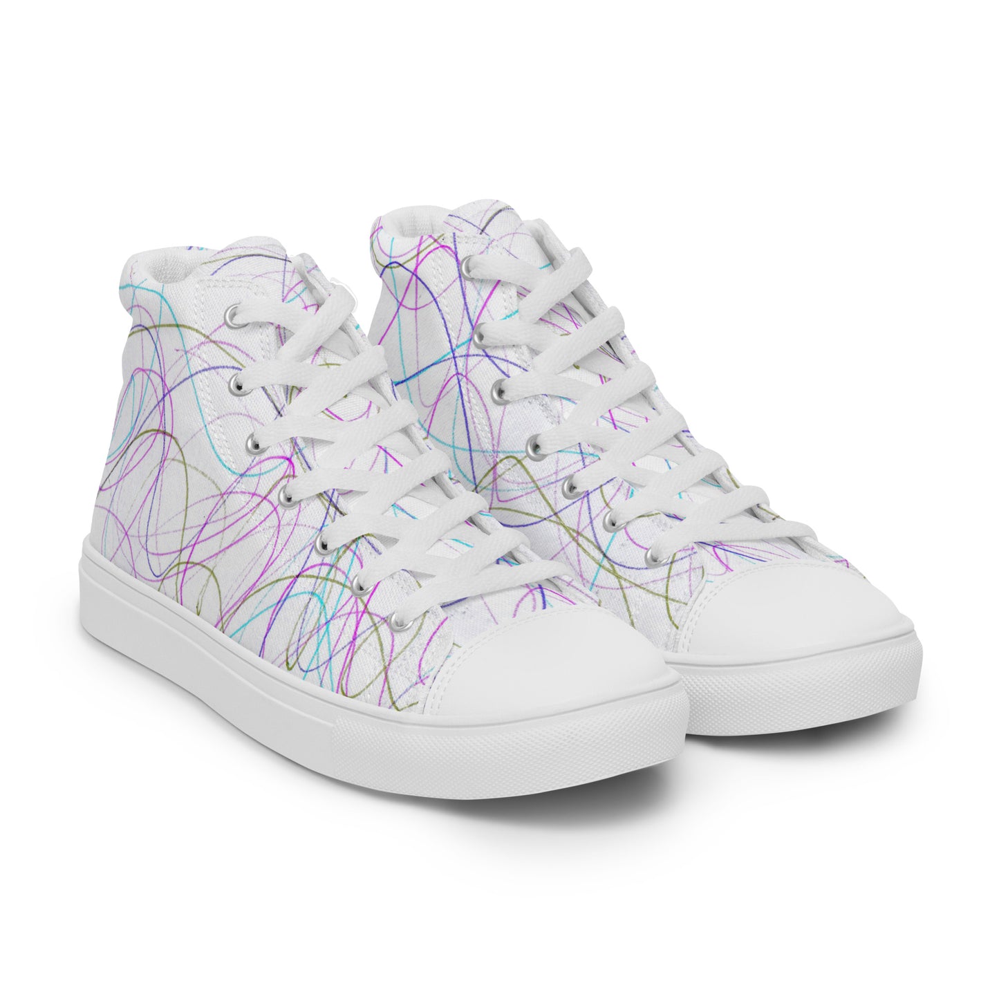 Women’s High Top Lace-Up Canvas Shoes With A Print Of Scribble Art 1.1