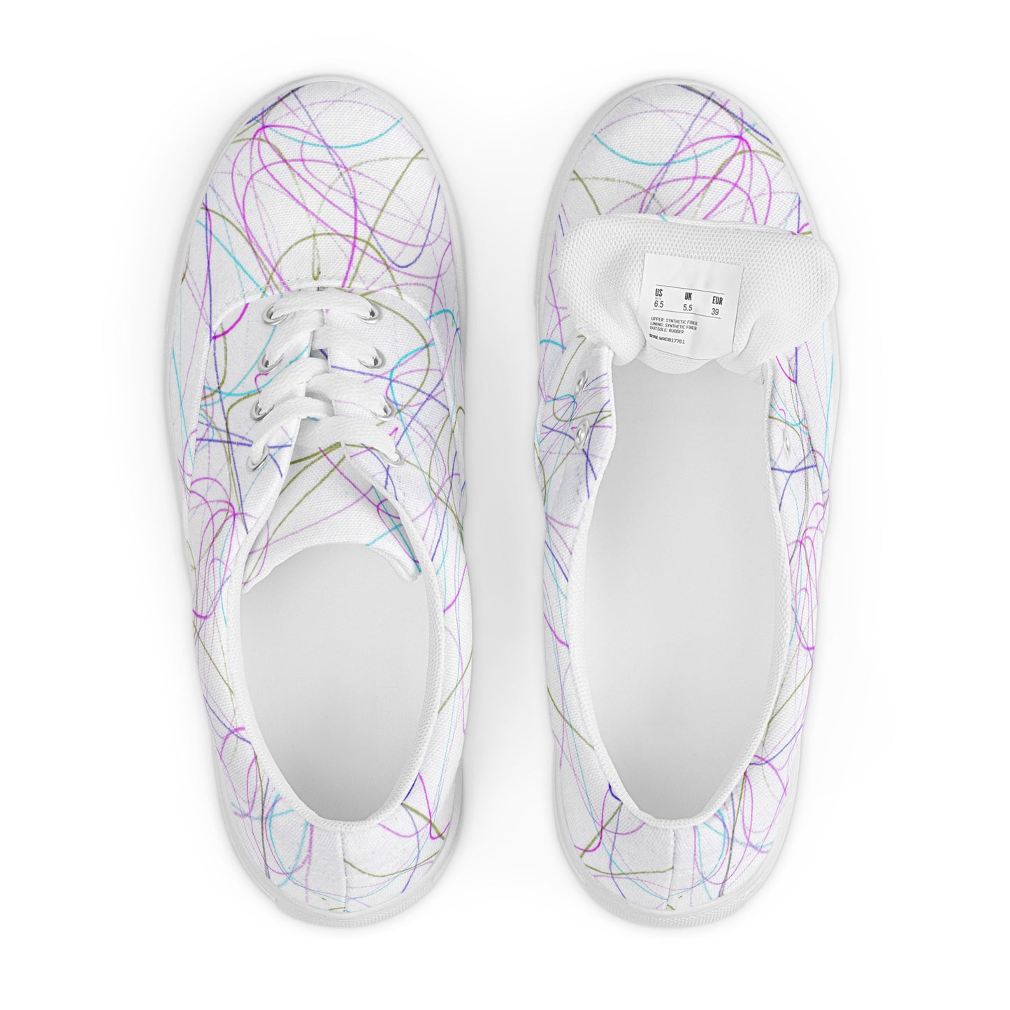 Women’s Low Top Lace-Up Canvas Shoes With A Print Of Scribble Art 1.1