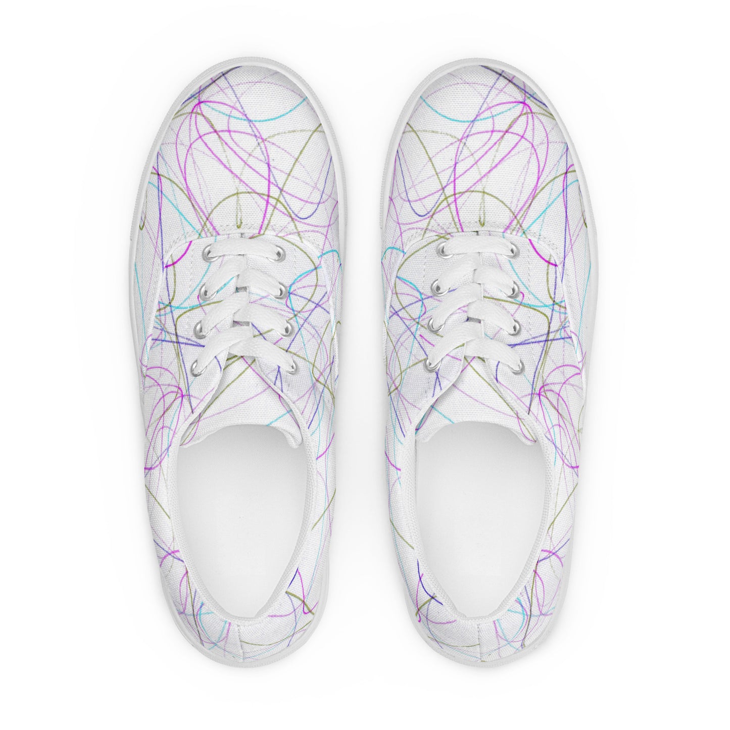 Women’s Low Top Lace-Up Canvas Shoes With A Print Of Scribble Art 1.1