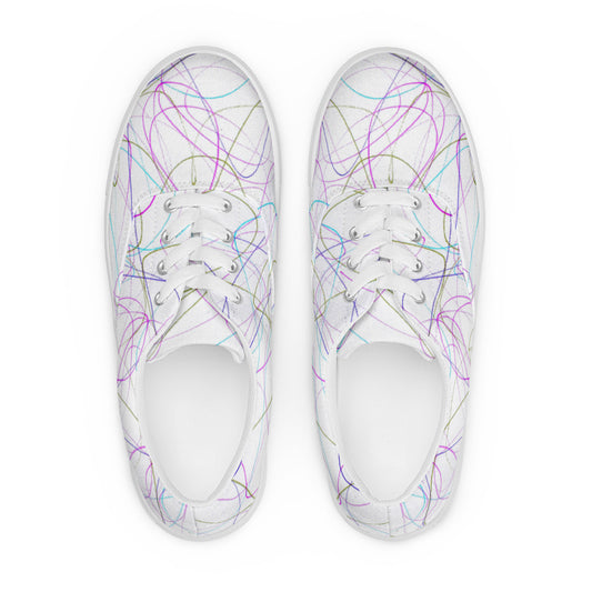 Women’s Low Top Lace-Up Canvas Shoes With A Print Of Scribble Art 1.1