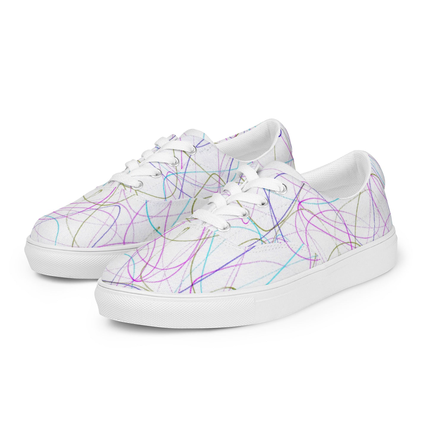 Women’s Low Top Lace-Up Canvas Shoes With A Print Of Scribble Art 1.1