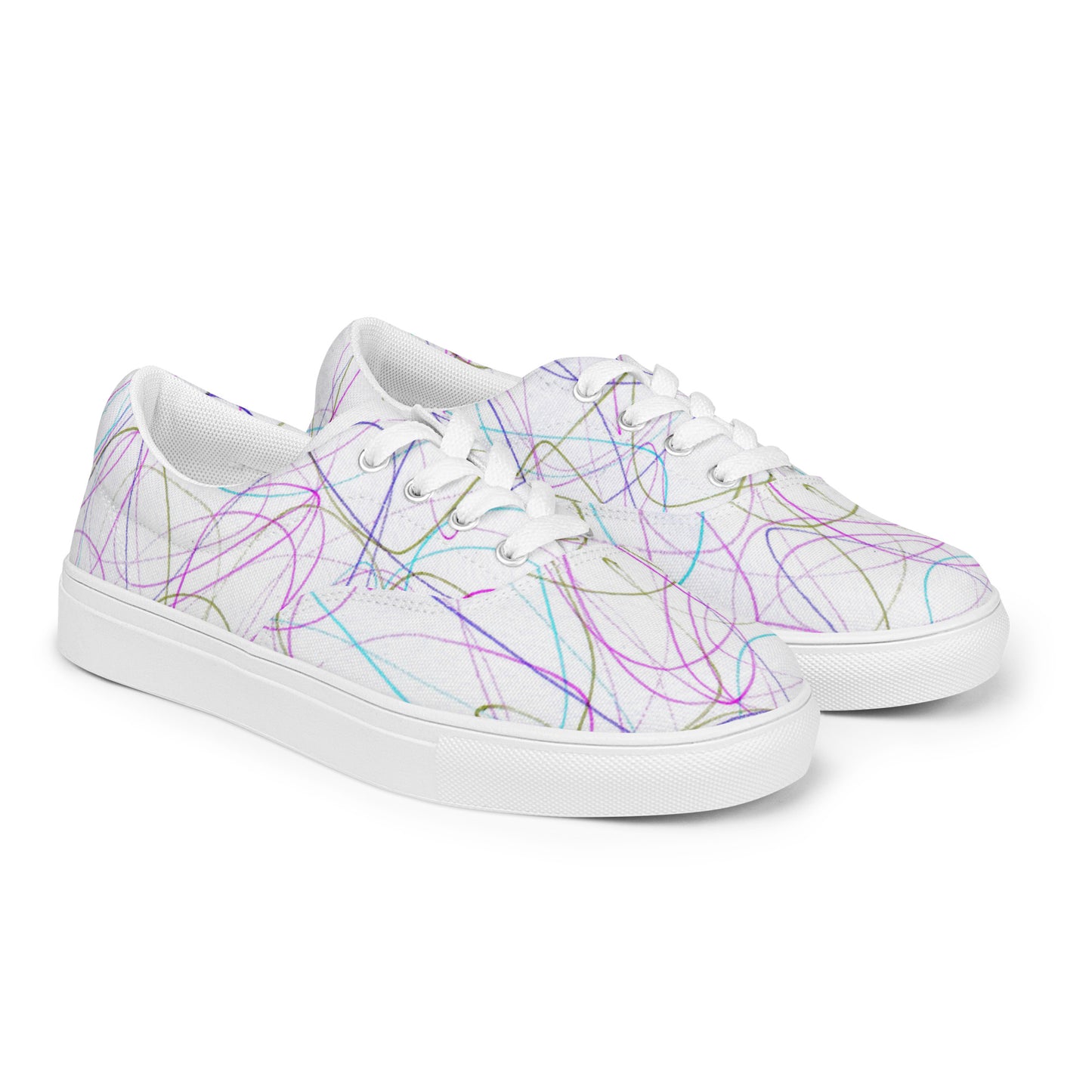 Women’s Low Top Lace-Up Canvas Shoes With A Print Of Scribble Art 1.1